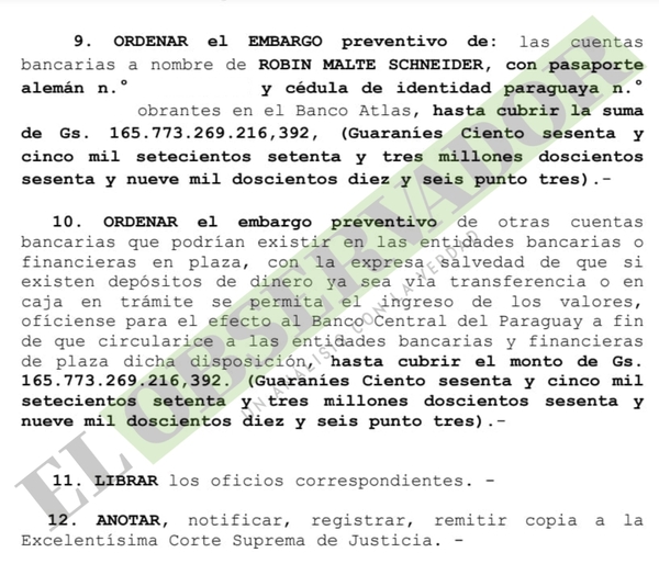 Embargan cuenta de acusado de estafar 21 millones de euros y lavar en Paraguay