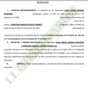 Ordenan prisión preventiva para imputados por hurto de cables que causaron cortes de energía 