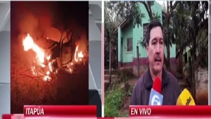 Encarnación: Roban camioneta, vuelcan y terminan incendiándola - Noticias Paraguay