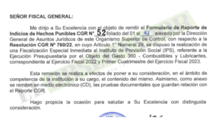 Contraloría remite a la Fiscalía General reportes por potenciales hechos punibles en IPS 