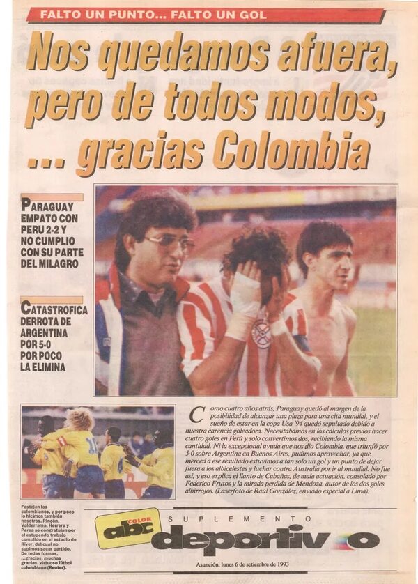 Momento inolvidable; mal recuerdo para la Albirroja - Fútbol - ABC Color