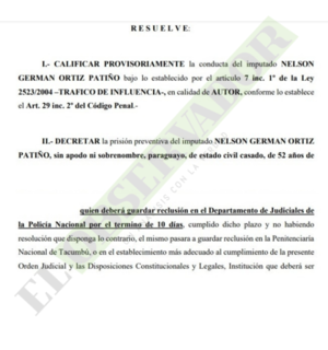 Ordenan prisión para uno de los implicados en pedido de coima a intendente