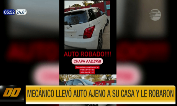 Villa Elisa: Mecánico llevó auto ajeno a su casa y le robaron | Telefuturo