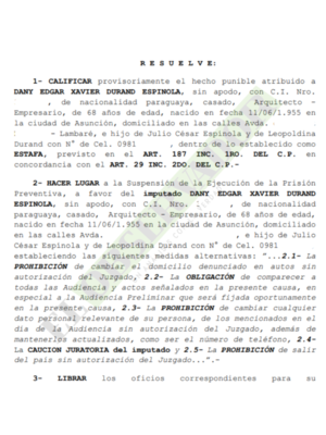 Dany Durand y otros exdirectivos de Mocipar obtienen libertad ambulatoria