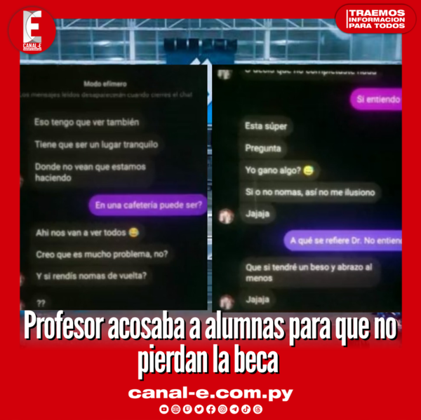 Profesor acosaba a alumnas para que no pierdan la beca