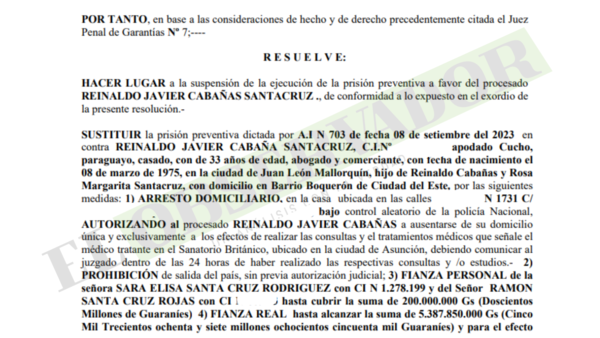 Cucho Cabaña obtiene arresto domiciliario
