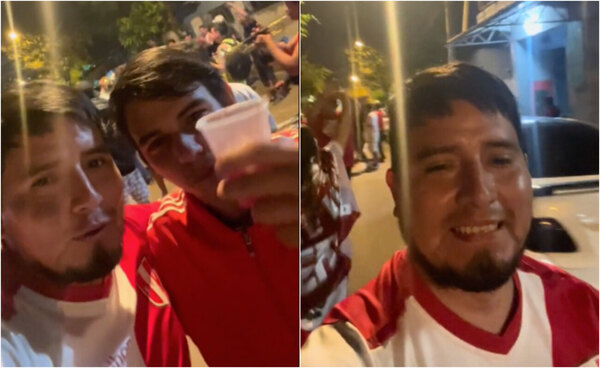 Versus / El momento "fraterno" entre hinchas de la Albirroja y los peruanos en las calles esteñas