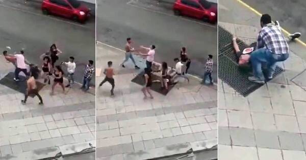La Nación / Brutal pelea en calle: joven rendido quedó inconsciente tras patadas