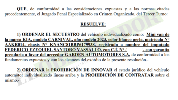 Secuestran rodado perteneciente a presunto administrador de Sebastián Marset