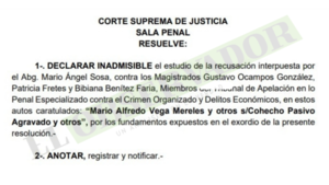 Caso Indert: Sala Penal declara inadmisible recusación contra Tribunal de Apelación