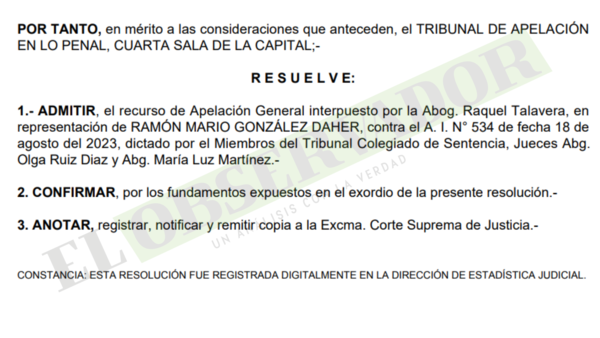 Tribunal de Apelación confirma al juez Báez Ferreira en causa por testimonio falso contra RGD