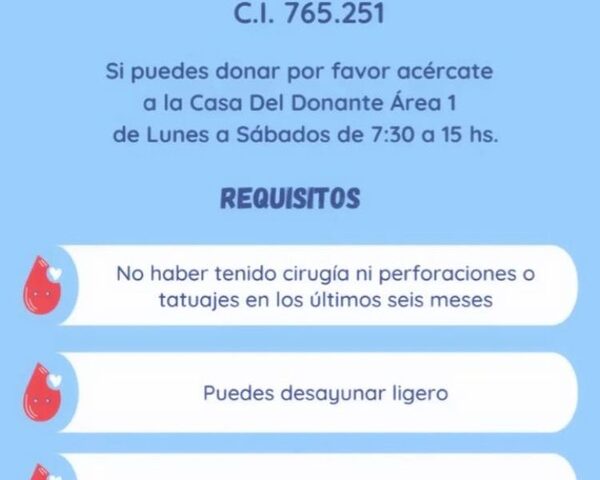 Buscan donantes de sangre RH 0 –