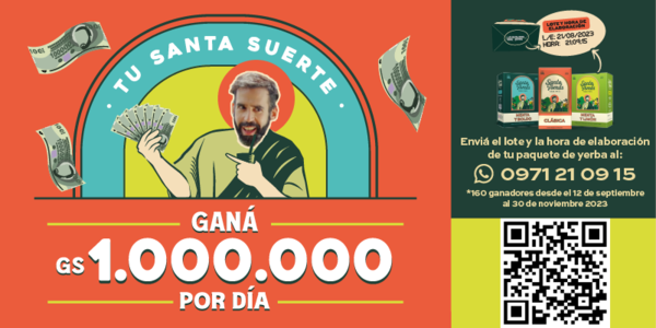 Probá “Tu Santa Suerte”; y ganá G. 1 millón por día con Santo Tomás Yerba Mate