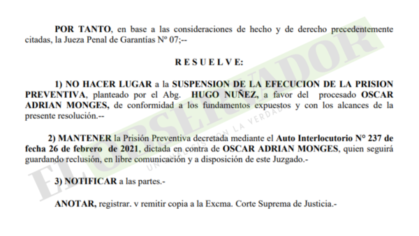 Imputado por el caso Berilo 2.0 pidió igualdad procesal pero le negaron el arresto domiciliario