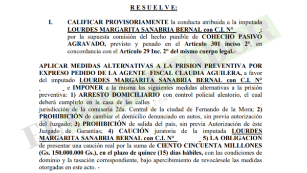 Otorgan arresto domiciliario a exjueza de Boquerón, imputada por cohecho pasivo agravado