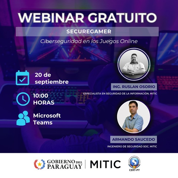 CERT-PY ofrece webinar gratuito sobre ciberseguridad en los juegos online - .::Agencia IP::.