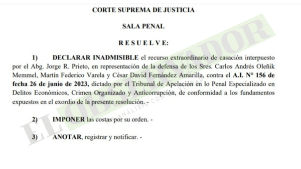 Sala Penal ratifica rechazo a sobreseimiento a Oleñik en causa de estafa