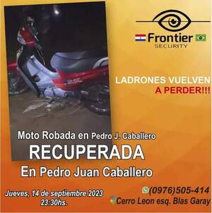 Motocicleta hurtada de una farmacia fue recuperada mediante Frontier Security - Radio Imperio 106.7 FM