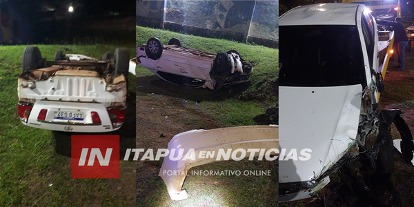 VEHÍCULO VOLCÓ APARATOSAMENTE EN EL DISTRITO DE CAMBYRETÁ - Itapúa Noticias