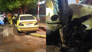 Conductor ebrio perdió el control y se estrelló contra un árbol en pleno centro de Encarnación
