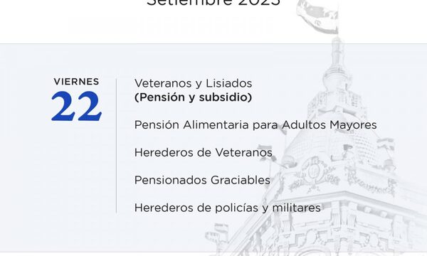 Adultos mayores cobrarán el 22 de setiembre