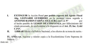 Por fallecimiento sobreseen a acusado de una de las causas de la Gobernación de Central