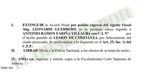 Por fallecimiento sobreseen a acusado de una de las causas de la Gobernación de Central