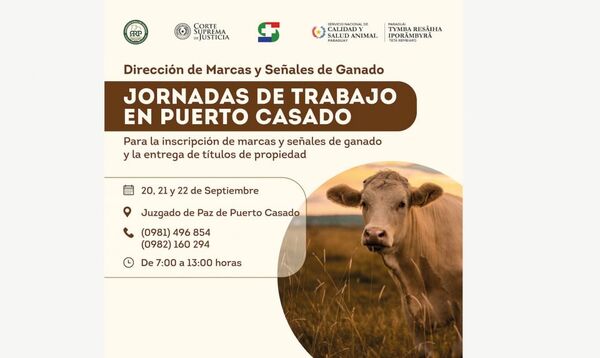 Marcas y Señales de Ganado realizará jornadas de trabajo en Puerto Casado