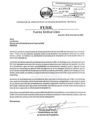 Sindicatos de EBY acusan a director de contradictorias contrataciones | 1000 Noticias