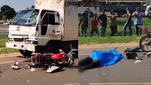 Motociclista muere tras chocar por un camión en Caaguazú - Noticiero Paraguay