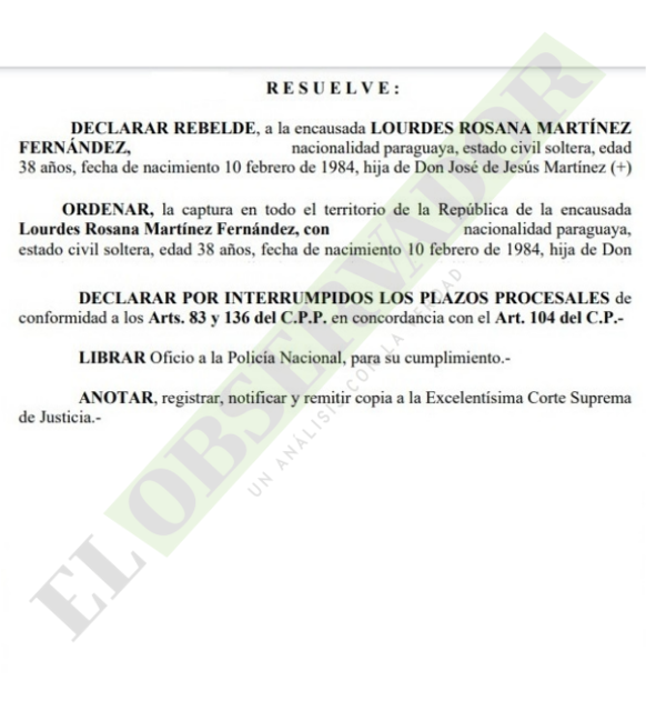 Acusada por falsear elecciones no compareció a preliminar y ordenan su captura