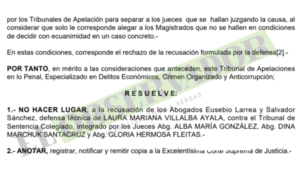 Cámara rechaza recusación de "Enfermera del EPP" contra el Tribunal de Sentencia