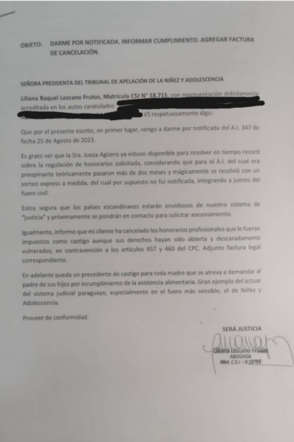 Madre castigada por la justicia al demandar por asistencia alimentaria