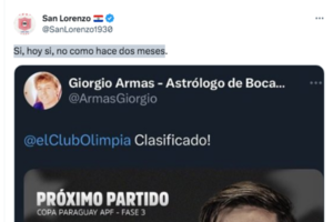 Versus / San Lorenzo chicanea al astrólogo de Twitter y a Olimpia