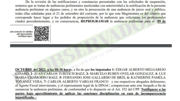 Reprograman audiencia preliminar para Beto Melgarejo y otros en causa “Tapabocas de oro”