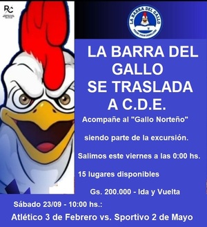 La “Barra del Gallo” te invita a viajar con ellos para alentar al “Gallo” - Radio Imperio 106.7 FM
