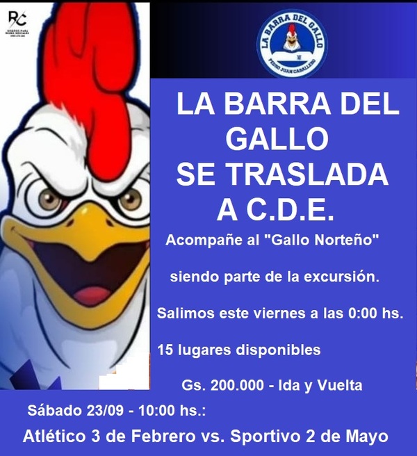 La “Barra del Gallo” te invita a viajar con ellos para alentar al “Gallo”