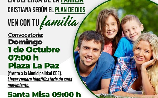 Caminata en defensa de la familia cristiana será el 01 de octubre