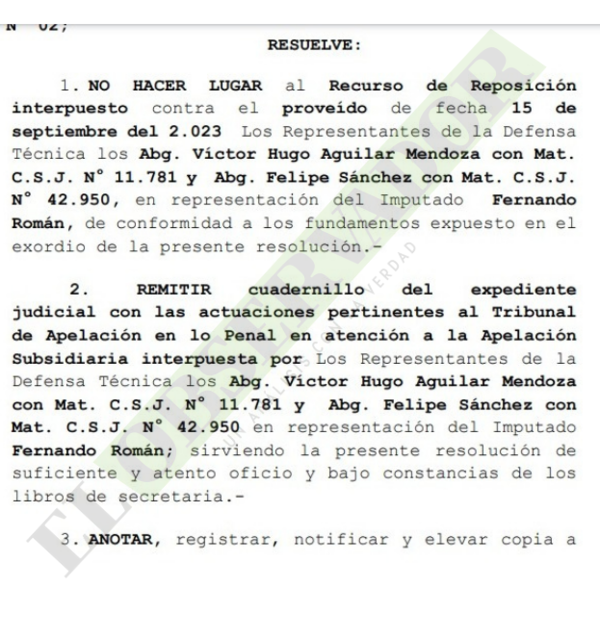 Mocipar: Jueza considera improcedente y no hace lugar a reposición contra prórroga