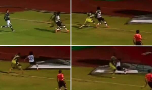 [VIDEO] Un equipo ascendió y un jugador “descendió”: ¡chocó y se cayó en el túnel de salida!