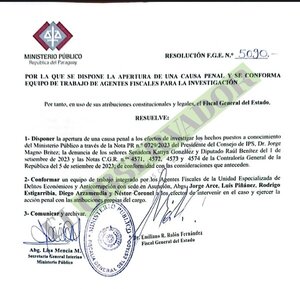 Fiscal General conforma equipo de fiscales para investigar irregularidades en IPS