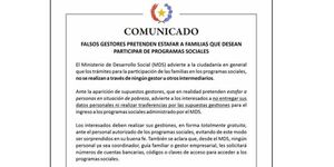 MDS ADVIERTE DE FALSOS GESTORES PARA INSCRIPCIÓN A PROGRAMAS SOCIALES - Itapúa Noticias