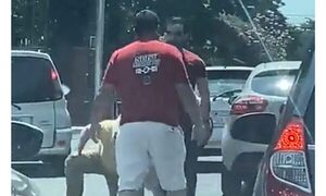 (VIDEO)Hubo feroz moquete en medio del tránsito y el calor