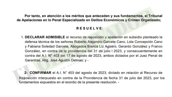 Cámara confirma admisión de imputación al expresidente del Club Resistencia