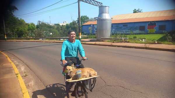 Abue compró bici para que su perrita no se queme las patitas al caminar