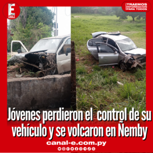 Jóvenes perdieron el control de su vehículo y se volcaron en Ñemby