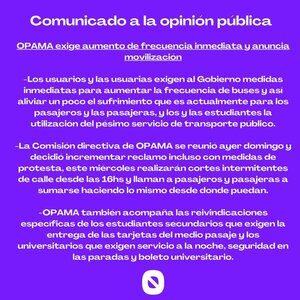 OPAMA llaman a manifestación por crisis del transporte público | 1000 Noticias