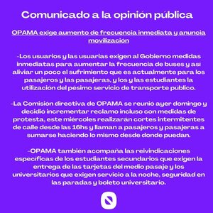 OPAMA llaman a manifestación por crisis del transporte público | 1000 Noticias