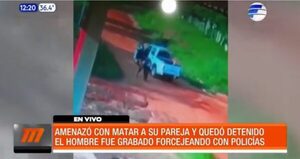 Forcejeó con policías tras amenazar de muerte a su pareja | Telefuturo