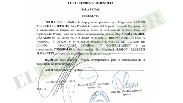 Sala Penal rechaza impugnación a jueza en causa a supuesto proveedor de armas al EPP